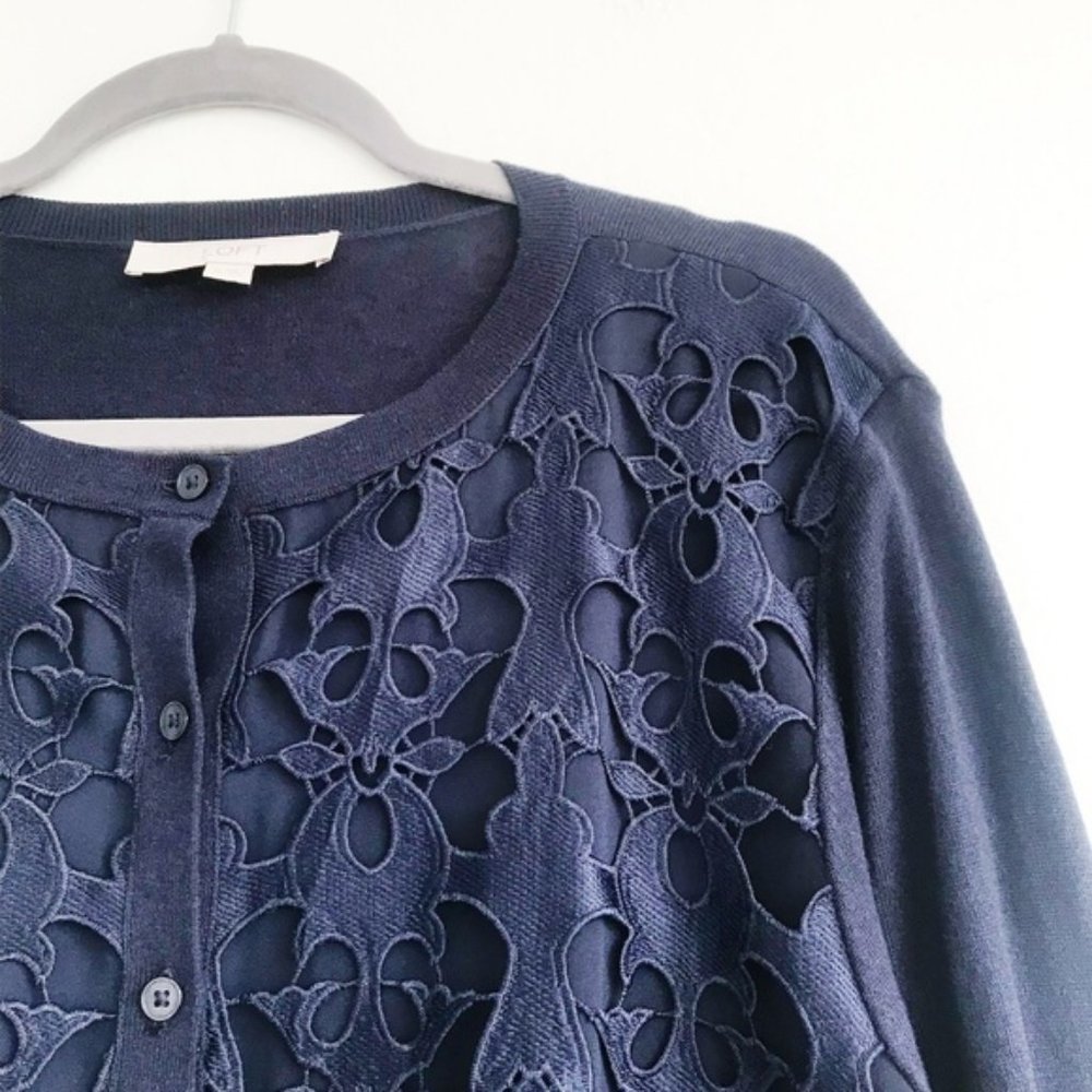LOFT Lace Front Cardigan
